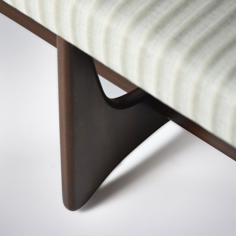 Upholstery Mid-Century Modern Sculpted Walnut Bench