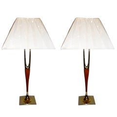 Vintage Pair of Mid-century Wishbone Laurel Lamps