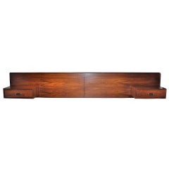 Danish Modern Rosewood Floating Headboard & Nightstands