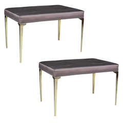 Dynamic Pair of Lavender Silk Brass Benches