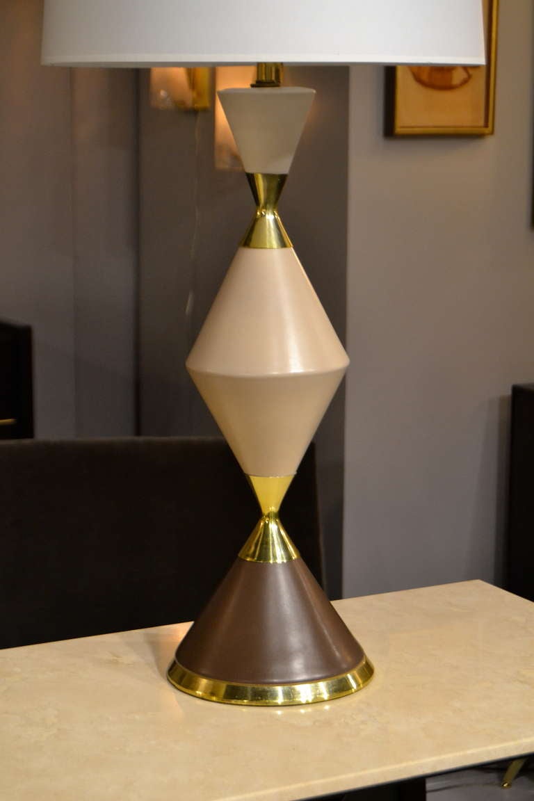 Tri-Colored Table Lamps by Gerald Thurston for Lightolier In Excellent Condition In Westport, CT