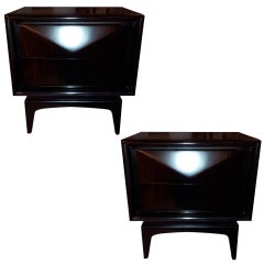 Architectural Diamond Front Modern Nightstands after Vladimir Kagan