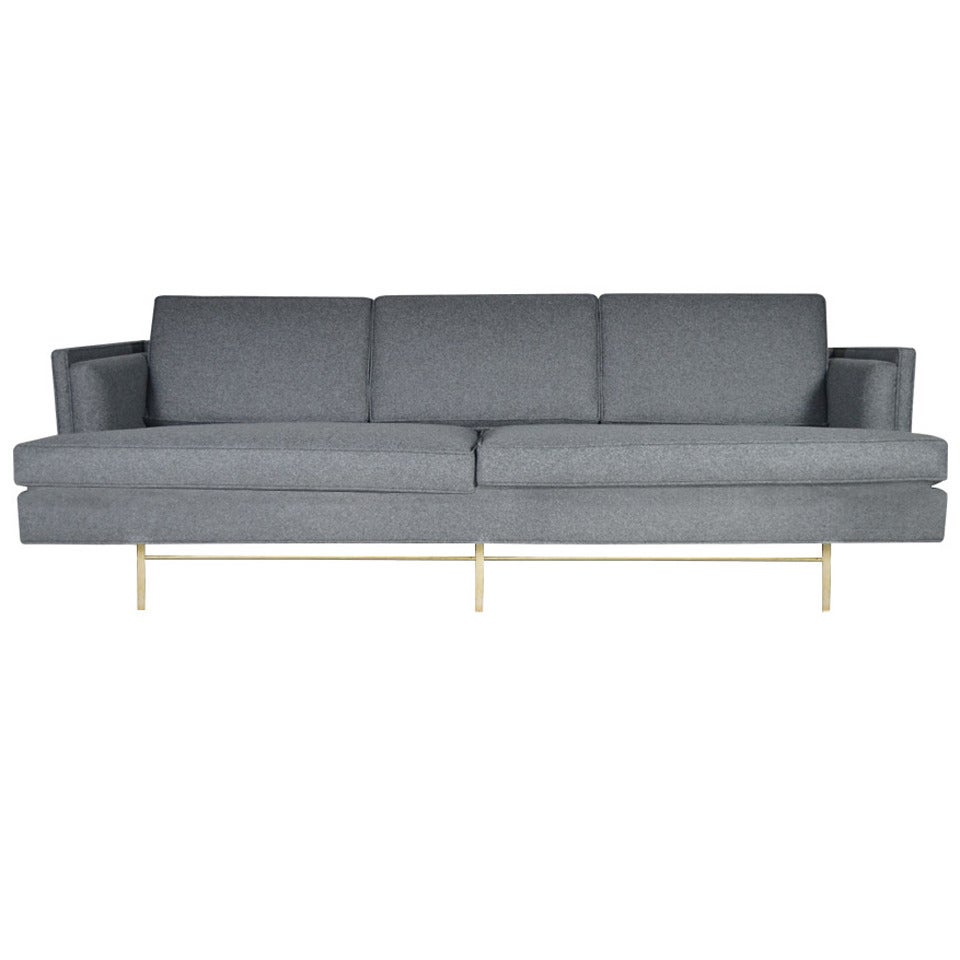 Brass Base Sofa in the Style of Paul McCobb