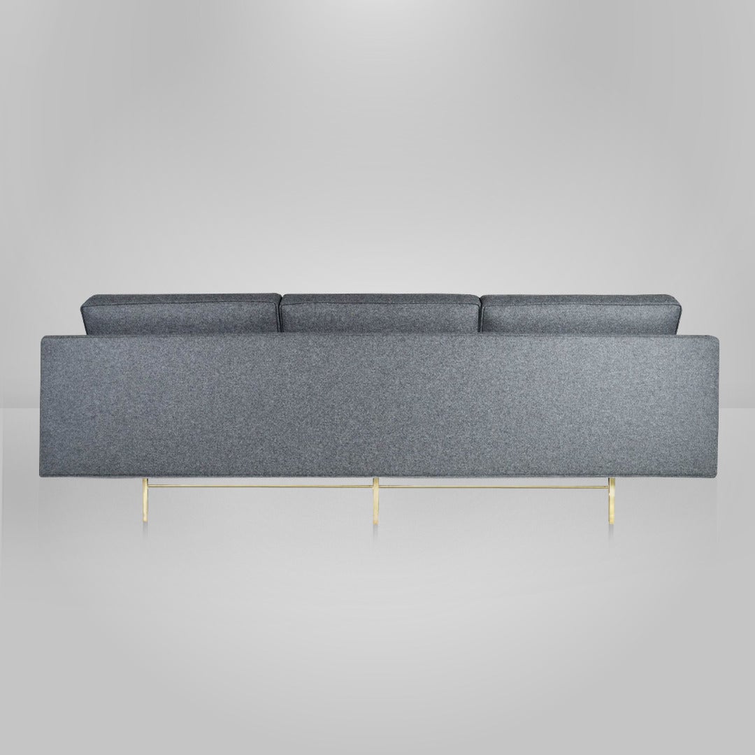 Mid-Century Modern Brass Base Sofa in the Style of Paul McCobb