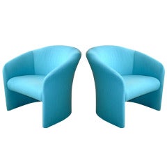 Pair of Tiffany Blue Accent Chairs by Massimo Vignelli
