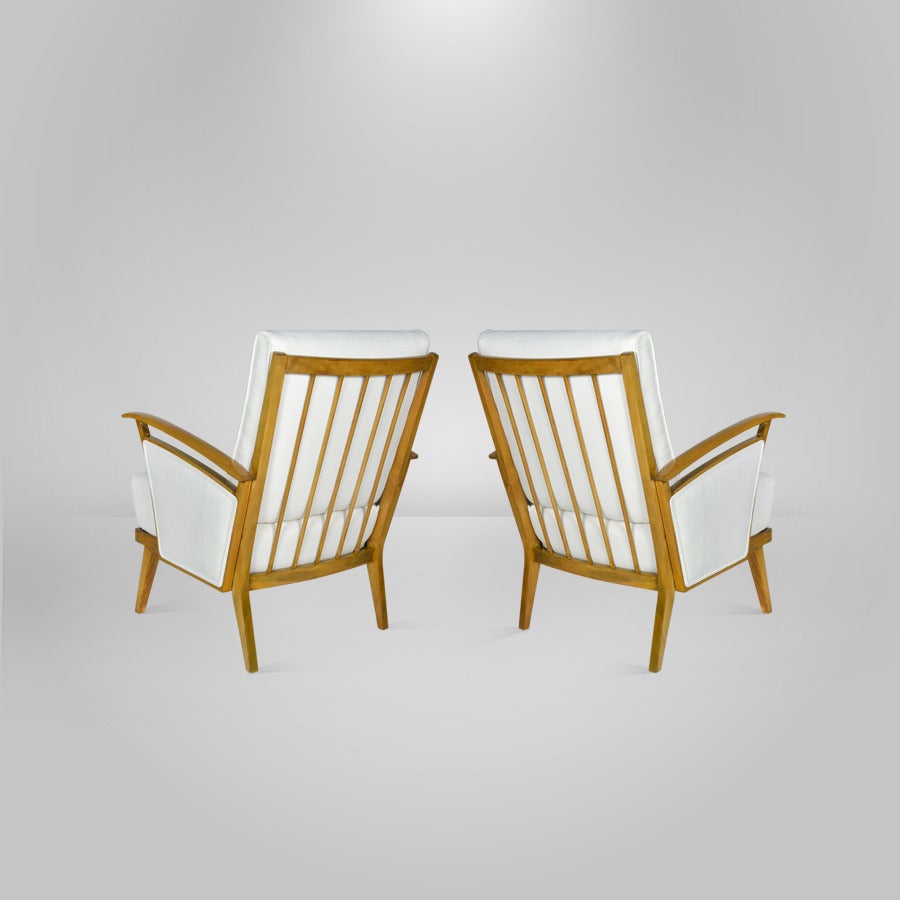 Ico Parisi Inspired Vintage Italian Lounge Chairs In Excellent Condition In Westport, CT