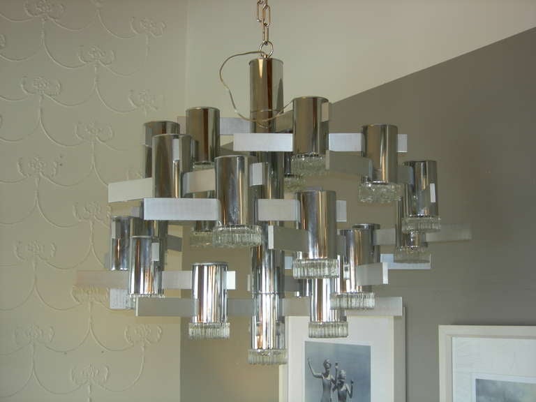 Stunning XL Chrome Chandelier by Gaetano Sciolari