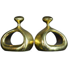 Brass "Stirrup" Bookends by Ben Seibel for Jenfred Ware