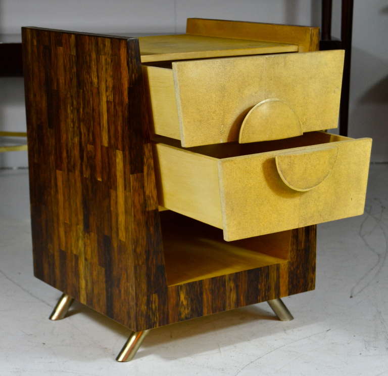 Side table designed by R & Y Augousti in shagreen and palm wood.
