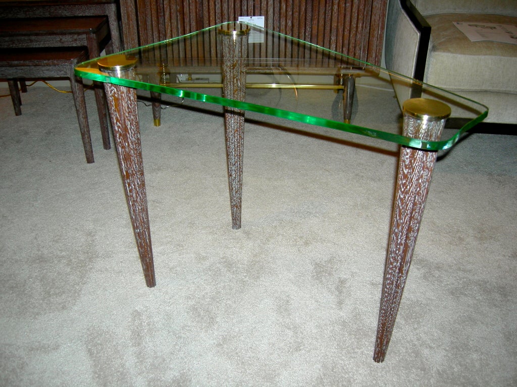 Pair of Gilbert Rohde Cerused Wedge End/Side Tables