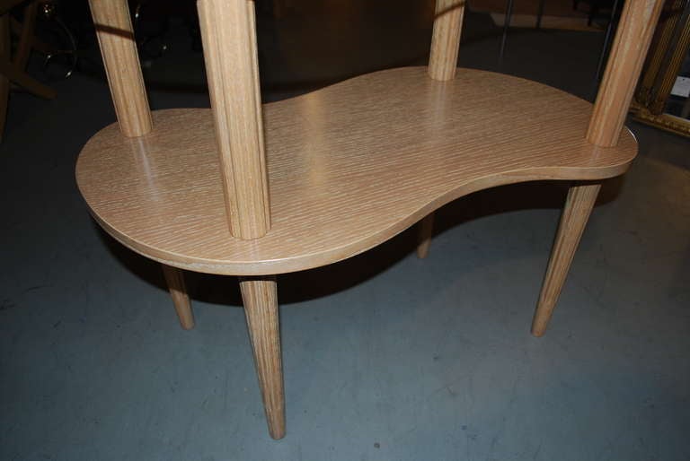 20th Century Asymmetric Cerused Side Table with Glass Top For Sale