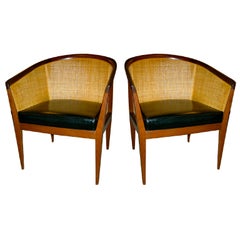 Kipp Stewart for Directional Pair of Cane Armchairs