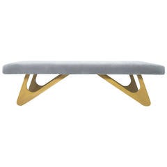 Vintage Bleached Walnut Adrian Pearsall "Boomerang" Bench 