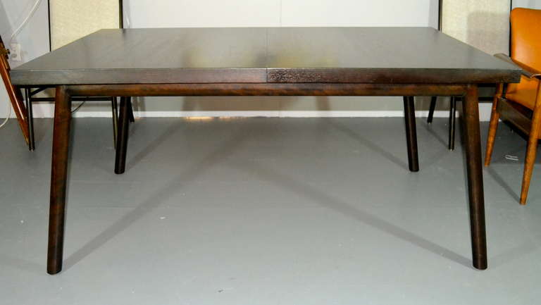 Iconic simple shape. Newly refinished in deep chocolate brown. Two additional leaves 18