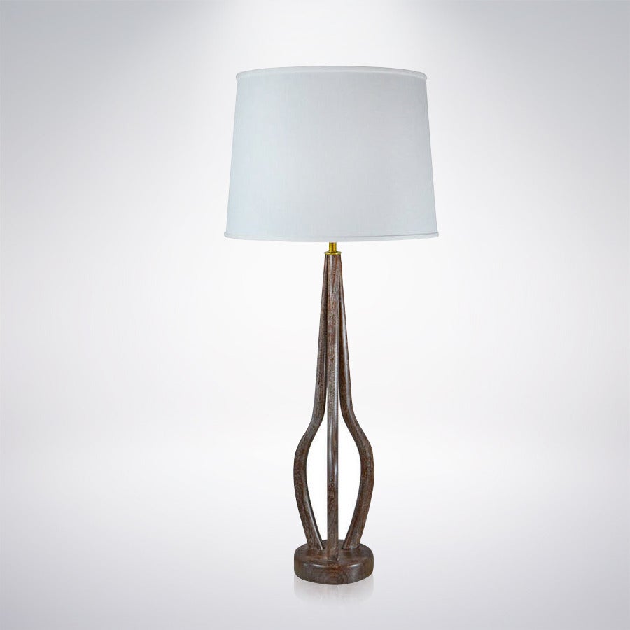 American Limed Walnut and Brass Table Lamps in the Manner of Vladimir Kagan