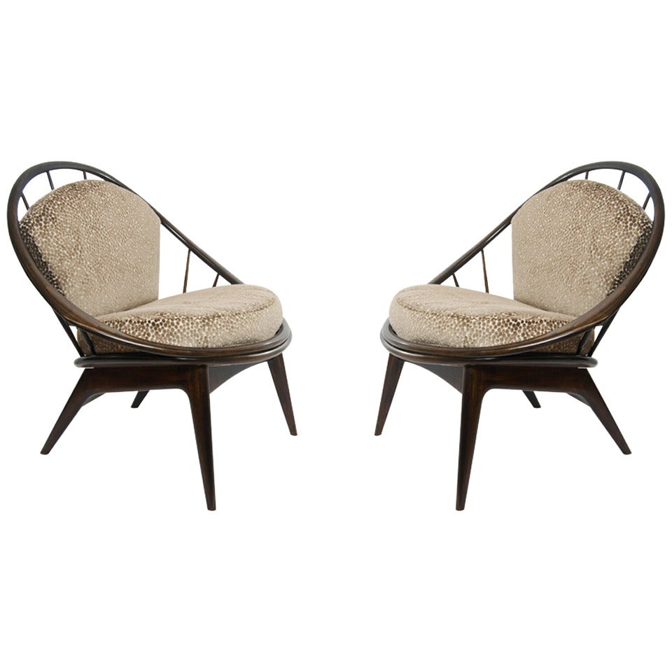 Pair of Ib Kofod-Larsen "Hoop" Lounge Chairs, 1959