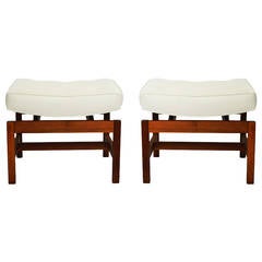 Pair of Jens Risom Teak Stools, 1950s