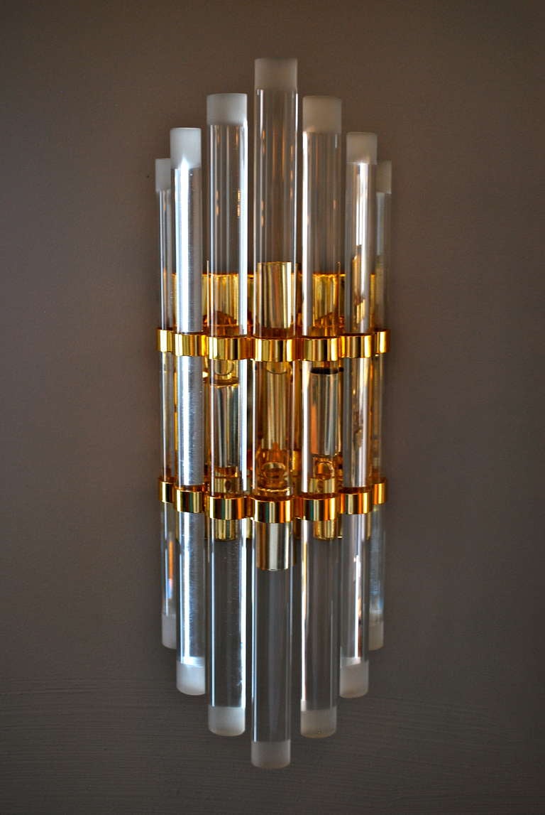 Italian Brass and Lucite Sconces at 1stDibs