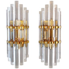 Italian Brass and Lucite Sconces