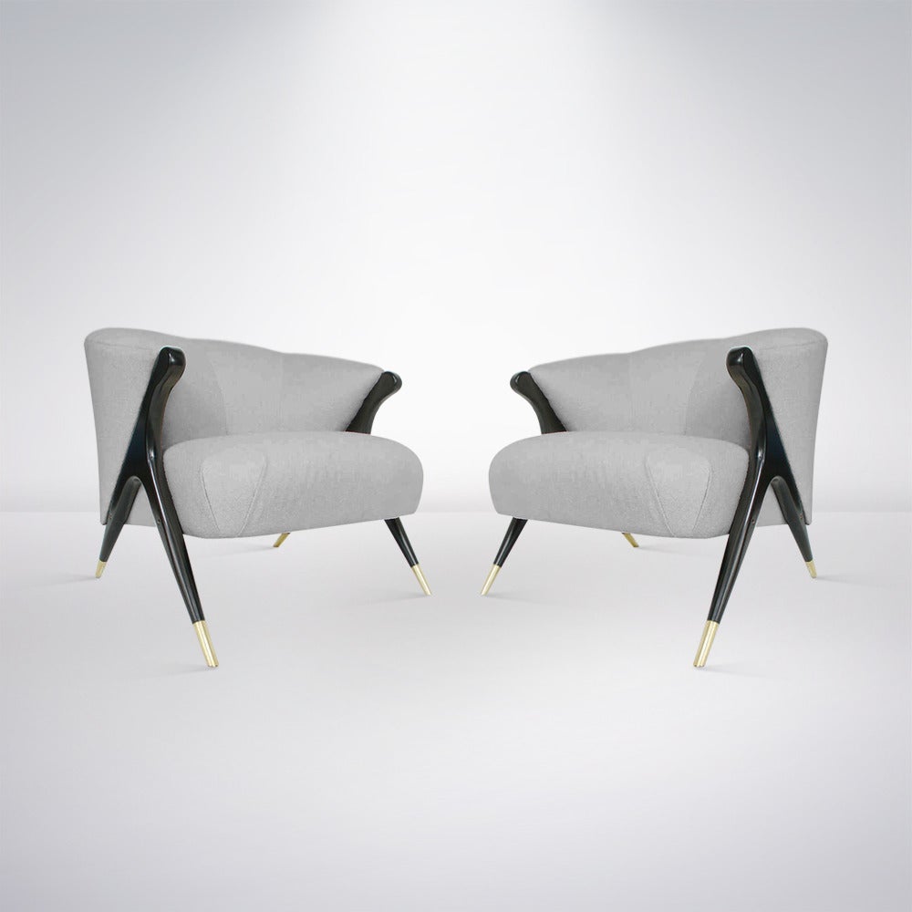 Pair of Modernist Karpen Lounge Chairs, 1950s