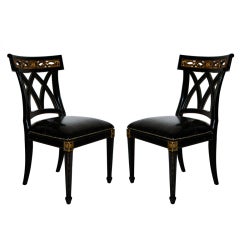 Embossed Leather and Nailheads Pair of Chairs