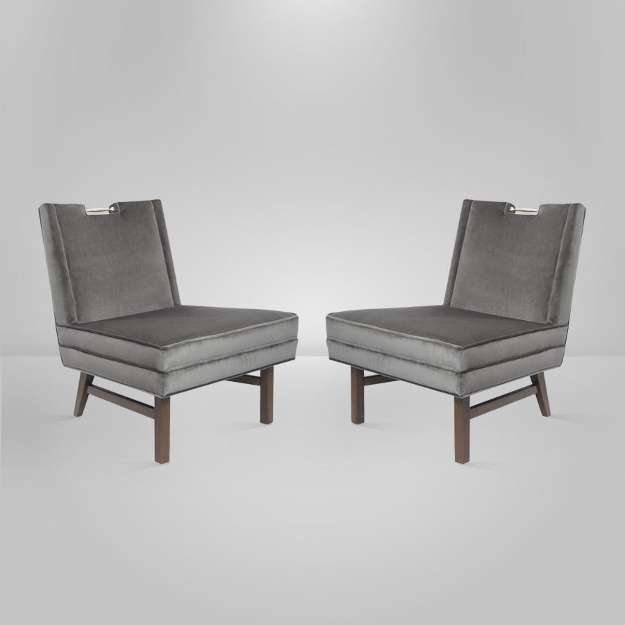 Polished Pair of Lounge or Slipper Chairs by Harvey Probber