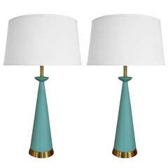 Pair of Modern Turquoise Table Lamps