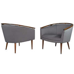 Brass Accented Italian Lounge Chairs