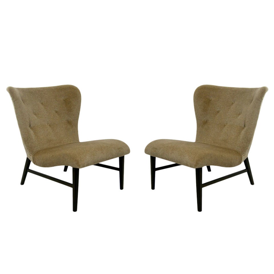 Pair of Danish Modern Wingback Lounge Chairs, circa 1950s