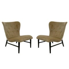 Pair of Danish Modern Wingback Lounge Chairs, circa 1950s