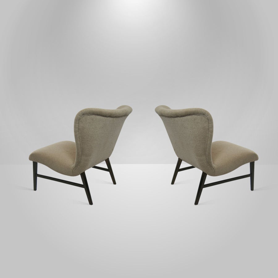 20th Century Pair of Danish Modern Wingback Lounge Chairs, circa 1950s