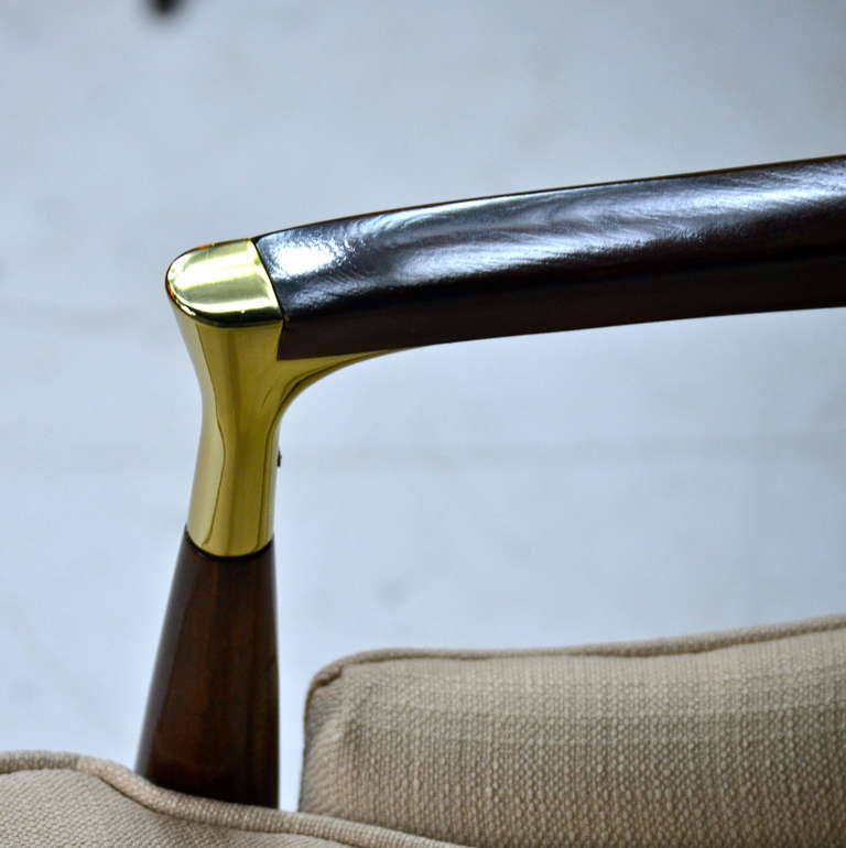 Ib Kofod-Larsen Brass Accented Danish Modern Lounge Chairs 3