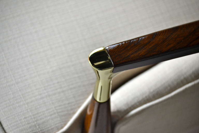Ib Kofod-Larsen Brass Accented Danish Modern Lounge Chairs 2
