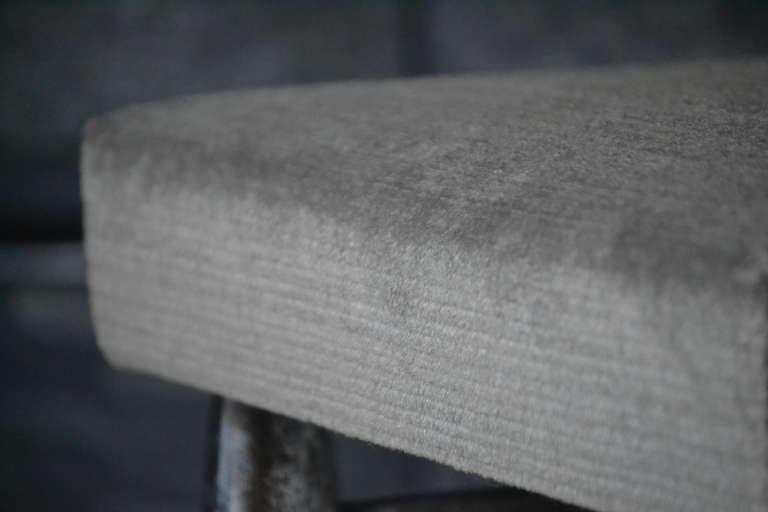 American Modernist Cerused Mohair Benches