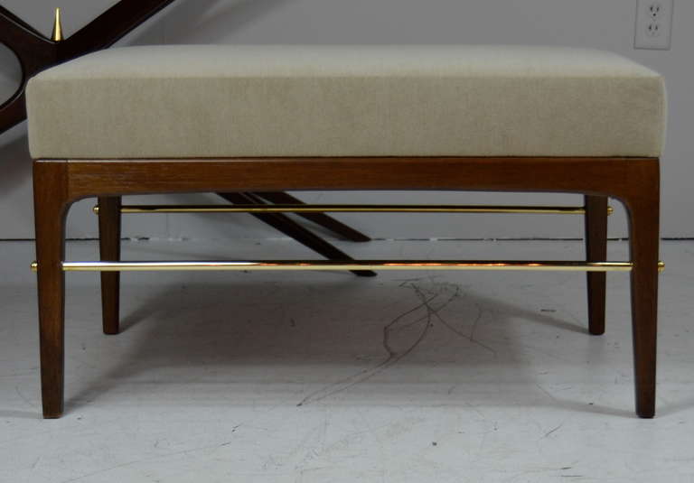 Mid-Century Modern Pair of 1950's Brass Rodded Benches