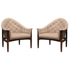Pair of Milo Baughman for Thayer Coggin Tufted Lounge Chairs, circa 1960s