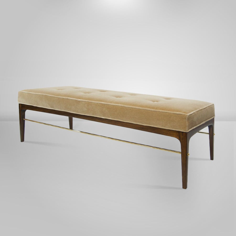 1950s Brass Rodded Bench in the Manner of Edward Wormley In Excellent Condition In Westport, CT