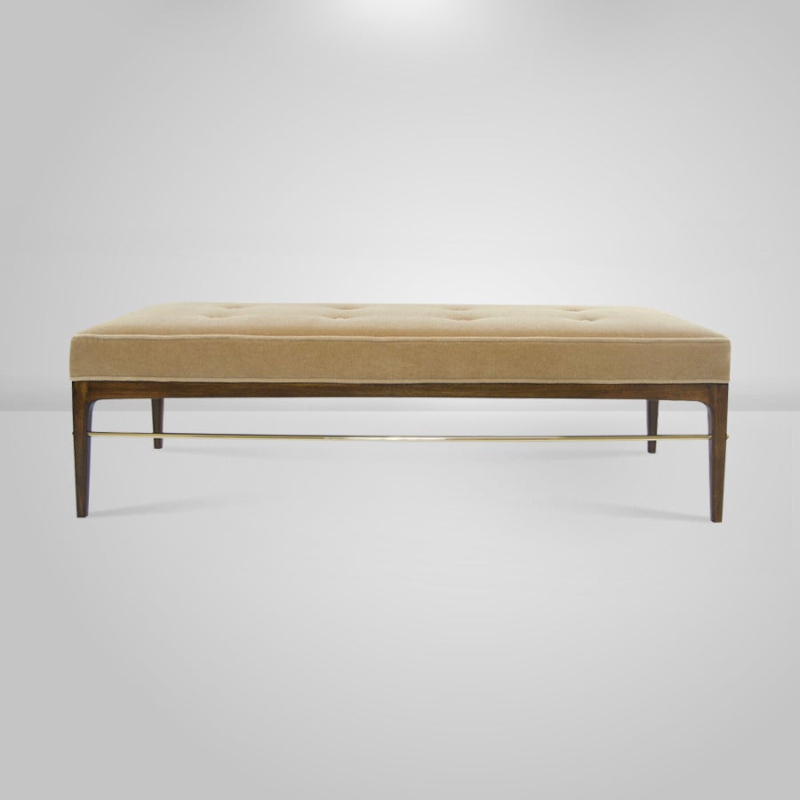 Polished 1950s Brass Rodded Bench in the Manner of Edward Wormley