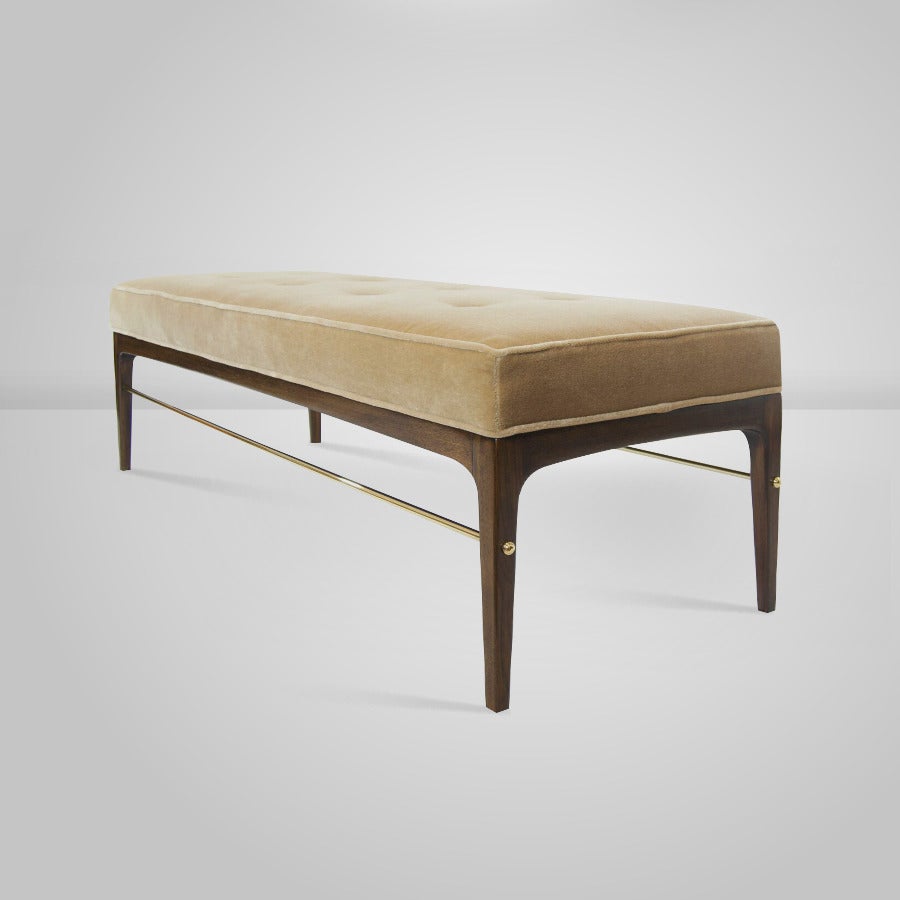 American 1950s Brass Rodded Bench in the Manner of Edward Wormley