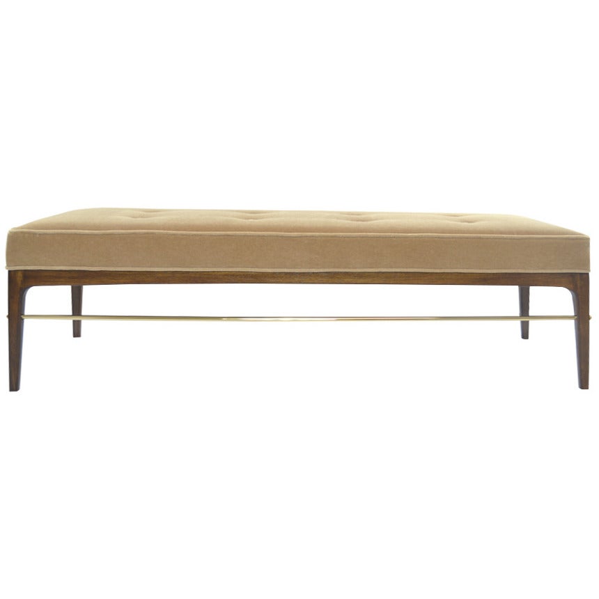 1950s Brass Rodded Bench in the Manner of Edward Wormley
