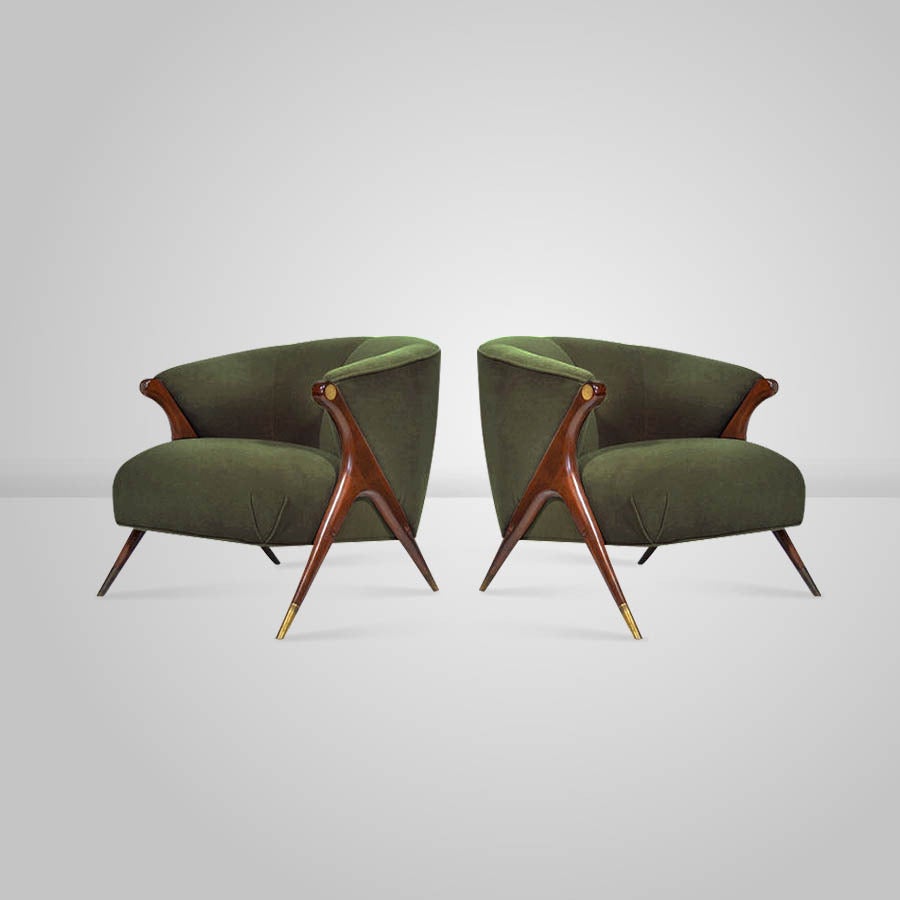 Mid-Century Modern Pair of Modernist Karpen Lounge Chairs, circa 1950s