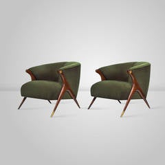 Pair of Modernist Karpen Lounge Chairs, circa 1950s