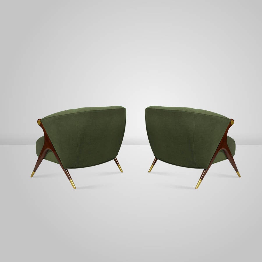 American Pair of Modernist Karpen Lounge Chairs, circa 1950s