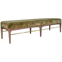 1950s Paul McCobb Style Cerused Brass-Rodded Bench