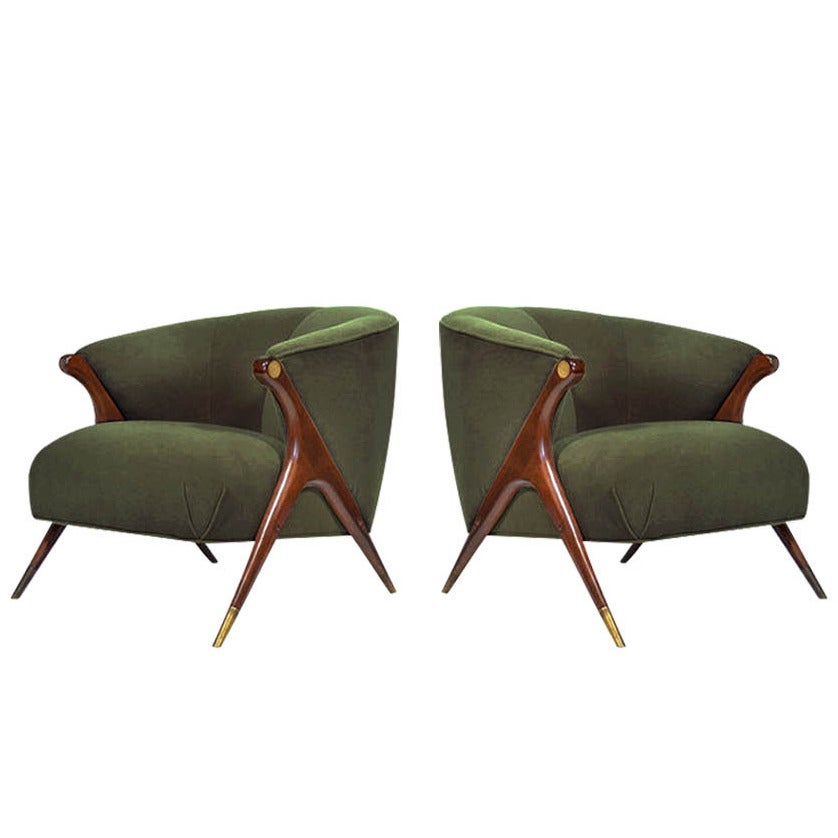 Pair of Modernist Karpen Lounge Chairs, circa 1950s