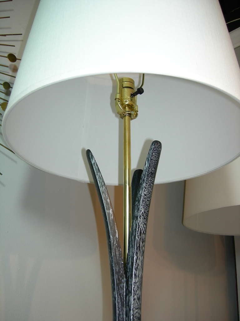 Sculpted Marble Base Cerused Table Lamps In Excellent Condition In Westport, CT