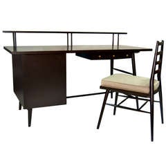 Vintage Paul McCobb Ebonized Desk & Chair | Predictor Line