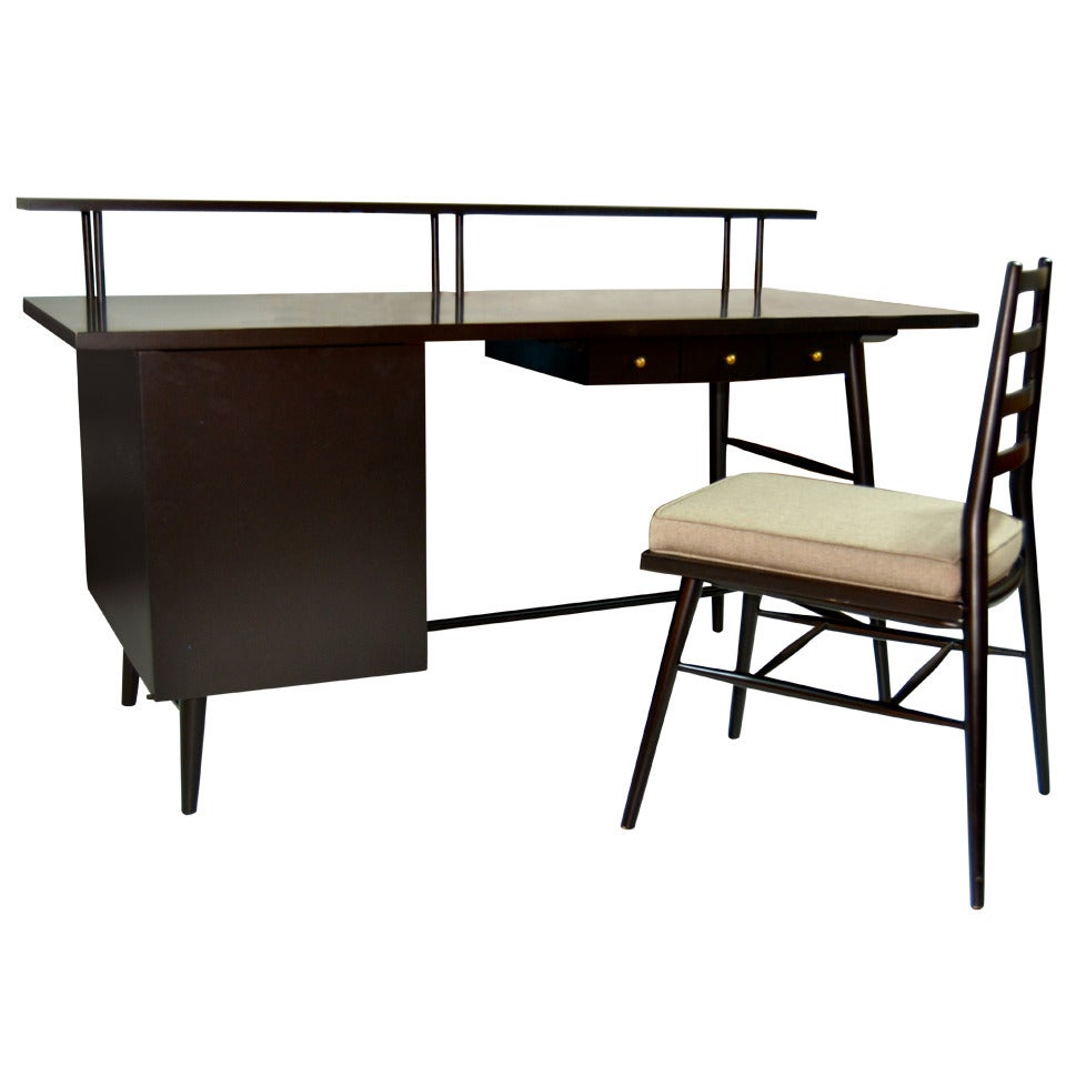 Paul McCobb Ebonized Desk & Chair | Predictor Line