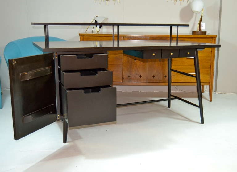 20th Century Paul McCobb Ebonized Desk & Chair | Predictor Line