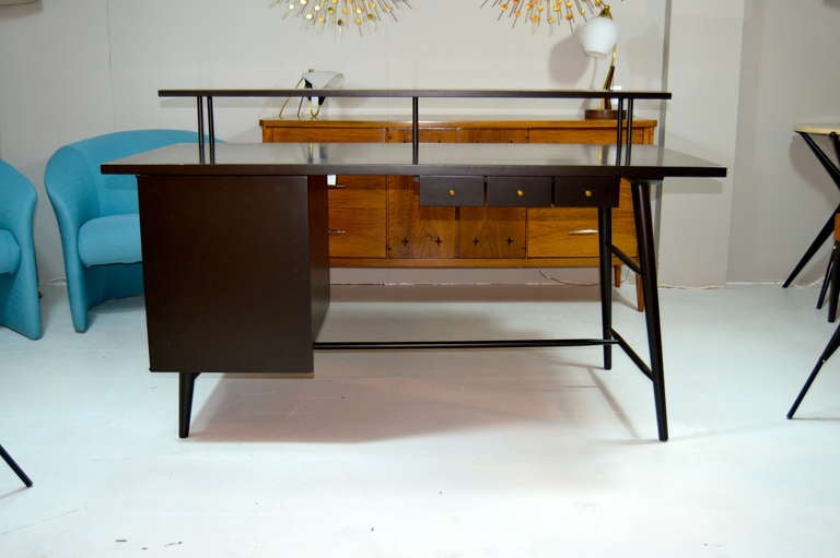 Wood Paul McCobb Ebonized Desk & Chair | Predictor Line